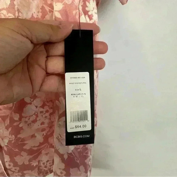 BCBG Maxazria Sleepwear‎ Short Set Large Washy Shadow Floral Pink Floral Satiny - Picture 4 of 10